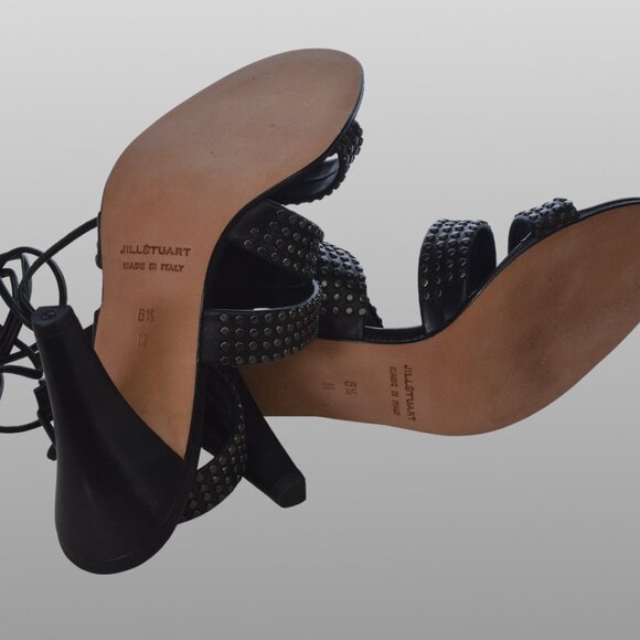 Jill Stuart Janis Studded Sandals Black Leather Strappy 6.5 NIB Italy - Picture 6 of 6
